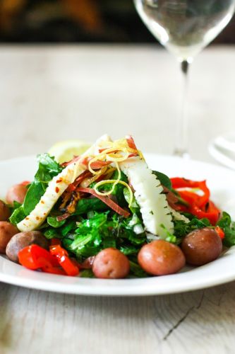 Grilled Calamari Salad with Arugula and Preserved Lemon Vinaigrette