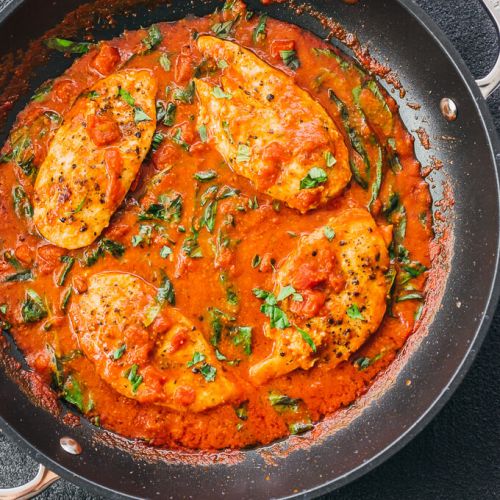 Tomato Chicken With Basil Garlic Sauce