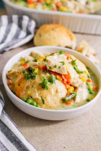 Easy Crockpot Chicken and Dumplings with Biscuits