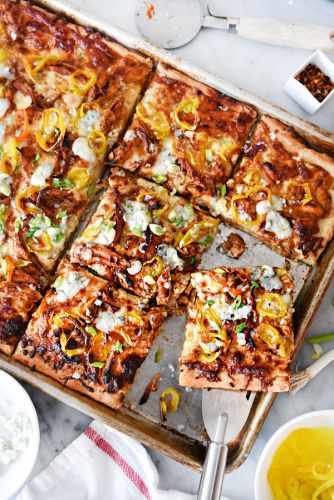 Sheet Pan BBQ Blue Chicken Pizza