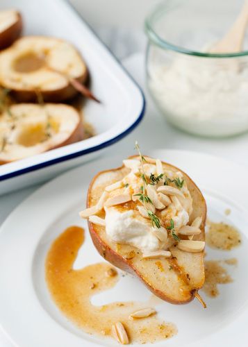 Roasted Pears With Maple Ricotta Cream