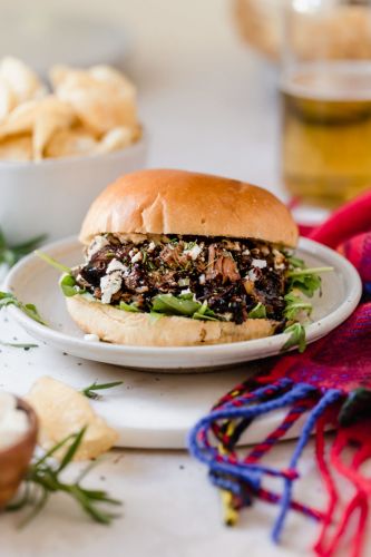 Slow Cooker Lamb Sandwich with Balsamic Garlic and Rosemary