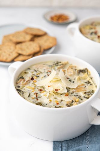 Spinach and Artichoke Dip Chicken Soup