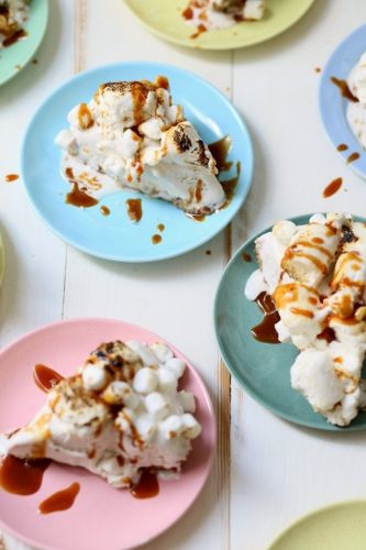 Toasted Marshmallow Ice Cream Cake with Salted Caramel