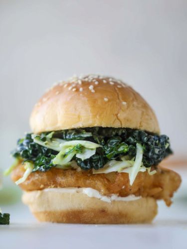 Crispy Fish Sandwiches with Kale Cole Slaw