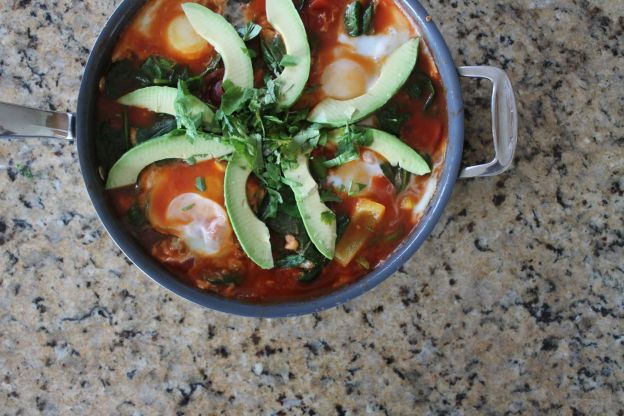 Huevos Rancheros with Smoky Baked Beans and Avocado