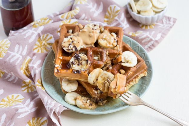 Peanut butter and Banana Blender Waffles