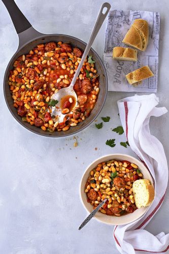 Spanish White Bean Stew with Chorizo Sausage