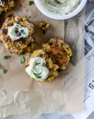 Lobster Corn Fritters with Truffle Herb Mayo