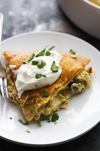 5 Ingredient Chicken Verde Tortilla Pie