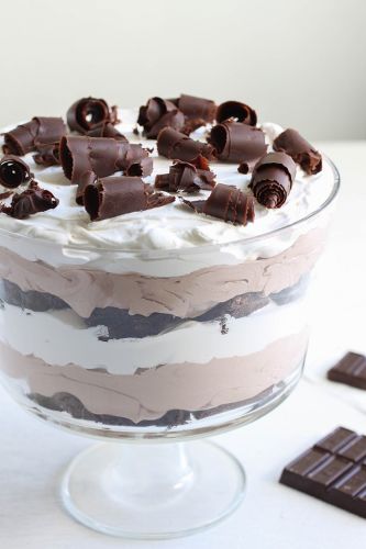 Chocolate brownie and mousse trifle