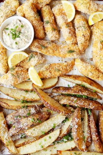 Sheet-Pan Fish and Chips