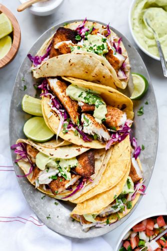 Blackened Fish Tacos with Creamy Avocado Sauce