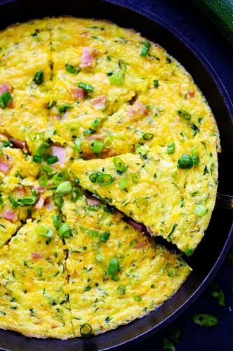 Ham and Cheddar Zucchini Frittata