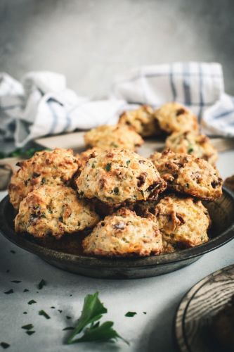 Bacon Cheddar Drop Biscuits from Scratch