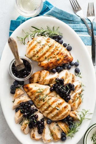 Grilled Boneless Chicken Breast with Savory Blueberry Relish