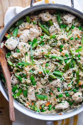 One Pot Chicken and Rice with Green Veggies