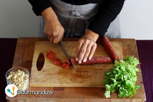 Cut the chorizo