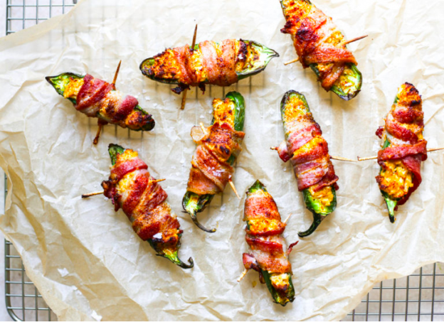 Cheesy Chicken Stuffed Bacon-Wrapped Jalapeños