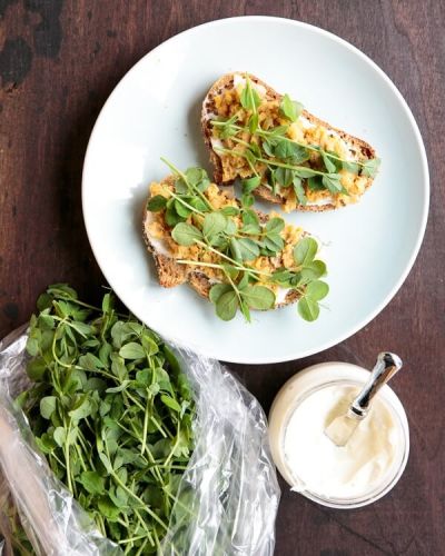 Fancy Toast with Pea Shoots