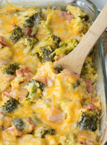 Cheesy Leftover Ham and Rice Casserole