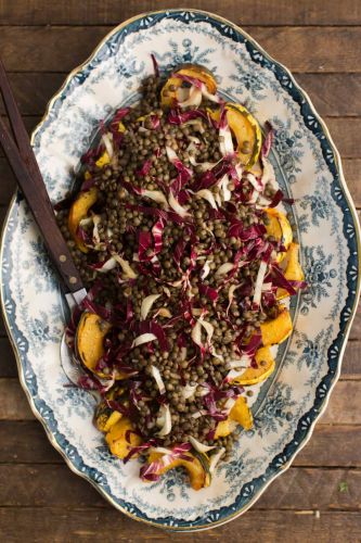 Radicchio Salad With Lentils And Roasted Acorn Squash