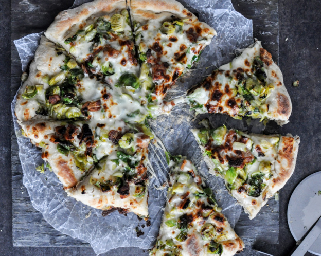 Skillet Brussels Sprouts And Bacon Pizza