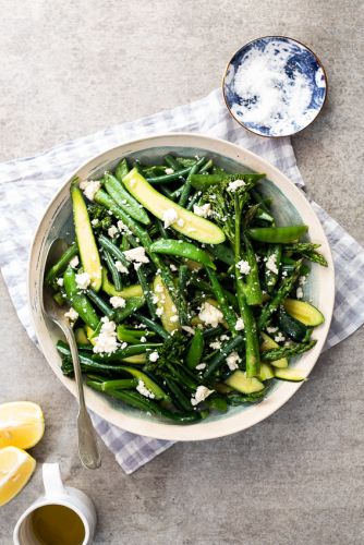 Easy spring vegetables with feta cheese