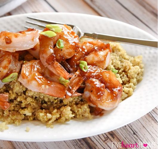 Honey-Ginger Shrimp Skewers with Asian Quinoa