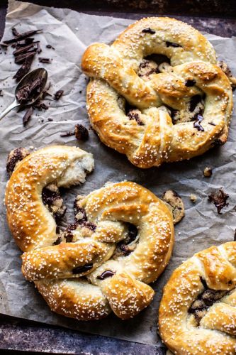 Chocolate Chip Cookie Stuffed Soft Pretzels