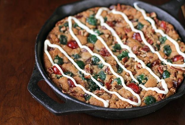 Christmas Fruitcake Chocolate Chip Skillet Cookie