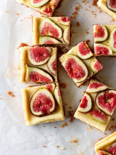 Goat Cheese Cheesecake Bars with Figs and Honey