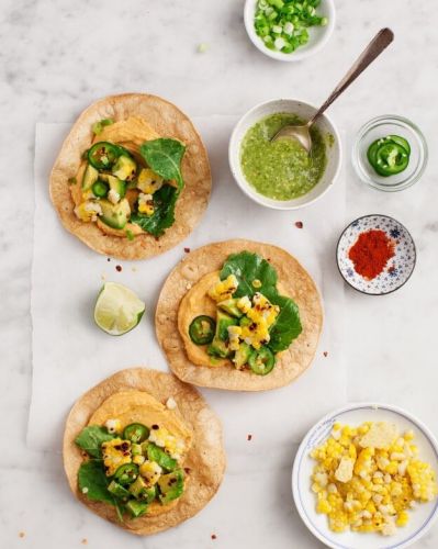 Tostadas with Smoky Sweet Corn Hummus