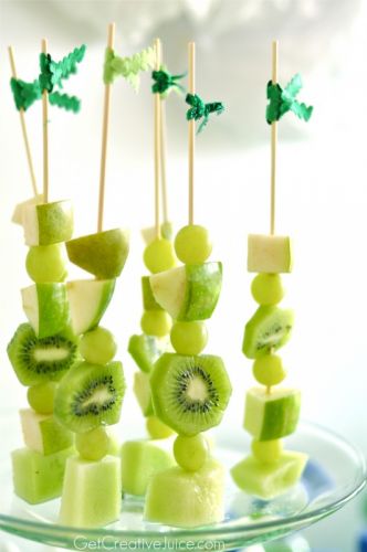 St. Patrick's Day Healthy Fruit Skewers