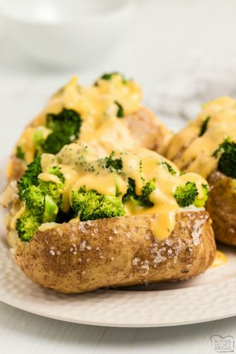 Best Baked Potatoes with Broccoli & Cheese Sauce