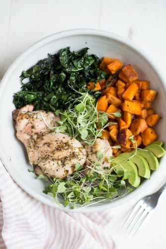 Sheet Pan Chicken, Kale & Sweet Potatoes