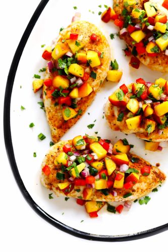 Ginger Chicken with Confetti Peach Salsa