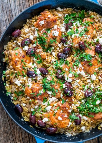 One Pot Greek Chicken Orzo