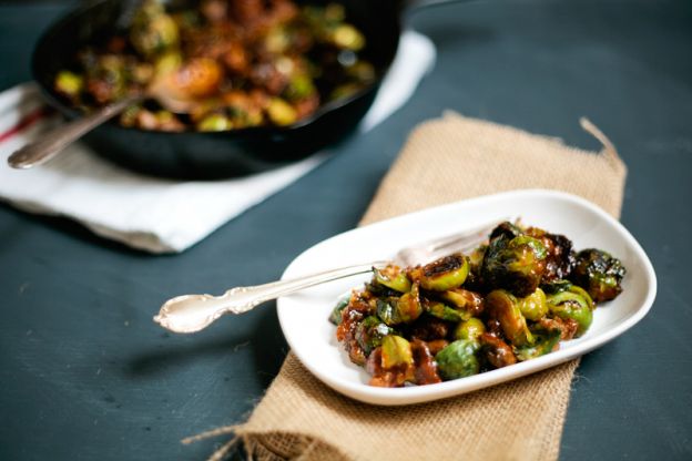 Roasted Brussels Sprouts with Sausage And Gochujang