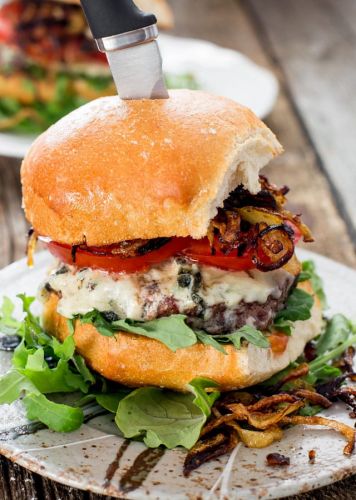 Blue Cheese and Crispy Fried Onion Burger