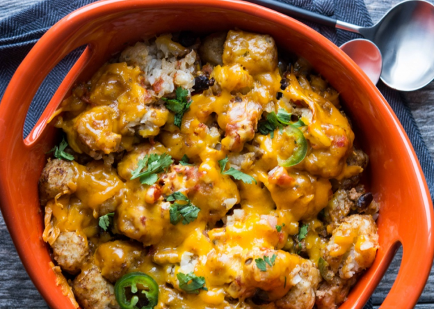 Slow Cooker TAco Tater Tot Casserole