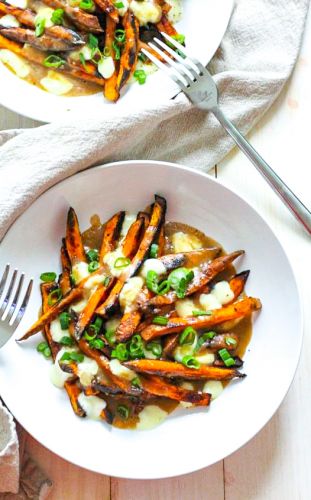 Sweet Potato Poutine with Vegetarian Gravy