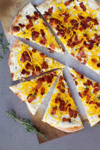 Bacon and Spiralized Butternut Squash Pizza