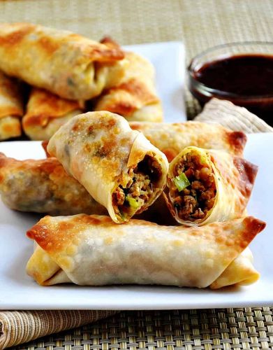 Pork and Vegetable Crispy Baked Egg Rolls