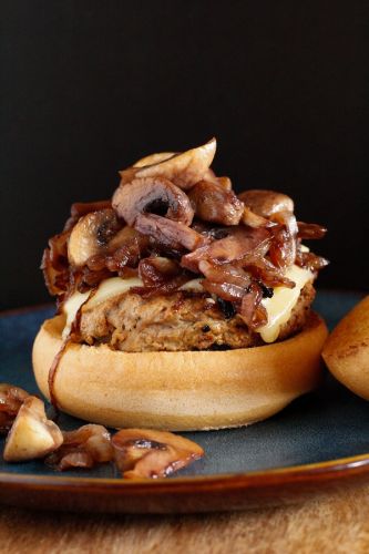 Caramelized Onion and Mushroom Turkey Burger