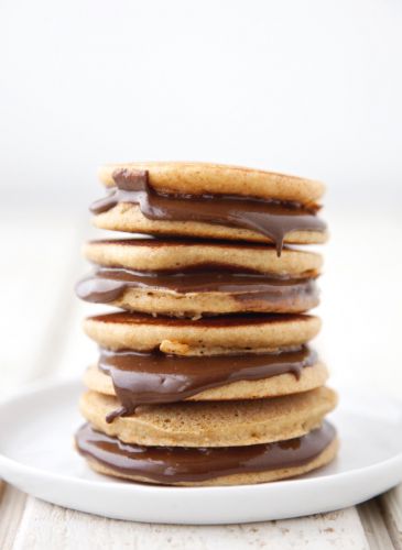 Chocolate Sun Butter Pancake Sandwiches