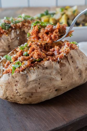 Italian Sausage Baked Potatoes