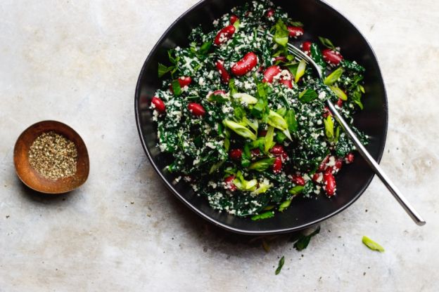 Garlicky Kale Bowls with Red Beans and Cauliflower Rice