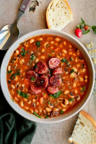 Black-Eyed Pea Soup with Greek Sausage