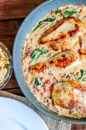 Creamy Mediterranean Chicken Dinner (in a Skillet)